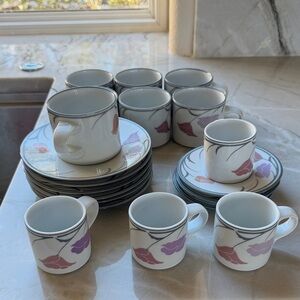 Dansk Belles Fleur Coffee/Espresso Set- Purple & Pink Floral Design